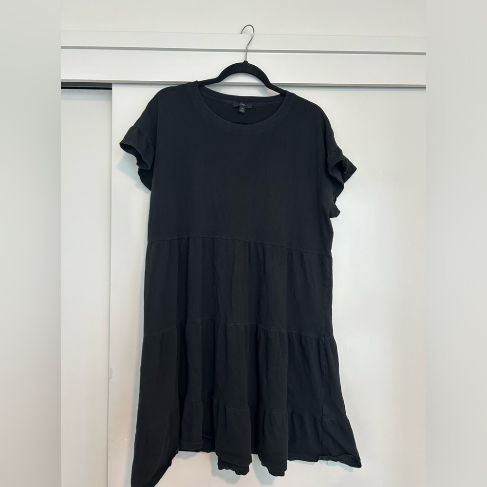 J. Crew Black Tiered Jersey Mini Dress Size XL